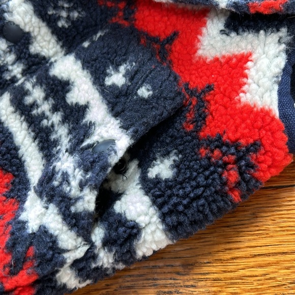 Ralph Lauren POLO Nordic print red, white, blue Sherpa vest. Size 4T. Zip/snap - Picture 8 of 10